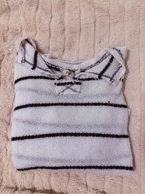 Striped Knit Tank Top in White and Black
